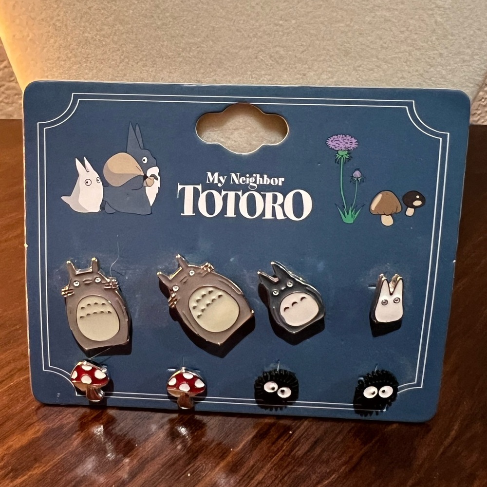 Black and White Totoro Earrings with Enamel Details